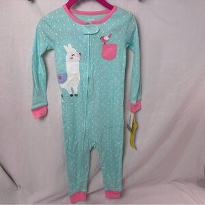 Simple Joys by Carter’s Girls 2T Teal Llama Zip-Up Footless Pajamas